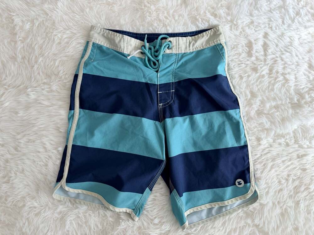 Jetty Striped Scallop Hem Board Shorts Size 26